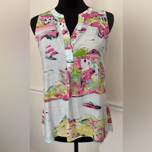 Crown & Ivy Multicolor Tropical Print Blouse